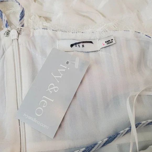 LUSH | BOUTIQUE IVY & LEO STRIPED LACE SUNDRESS SLIP DRESS WOMEN'S LARGE NWT - Picture 14 of 17